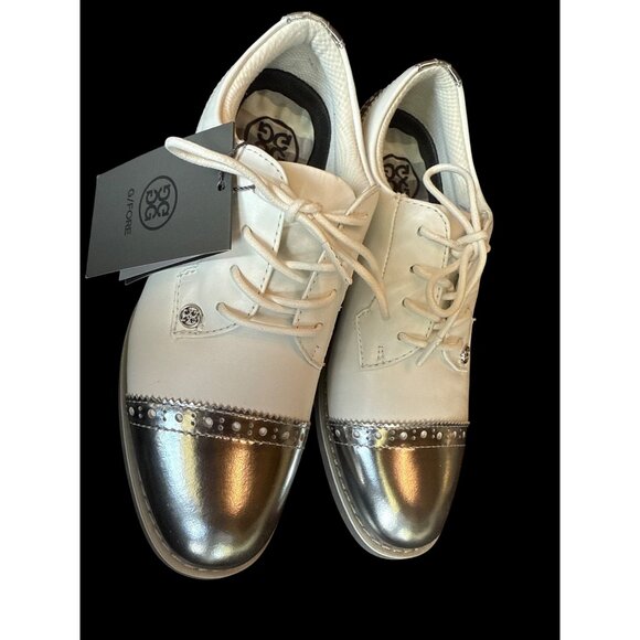 G/Fore Cap Toe Gallivanter Women's Golf Shoes Size 7 US 38 EUR White Silver New - Picture 1 of 7